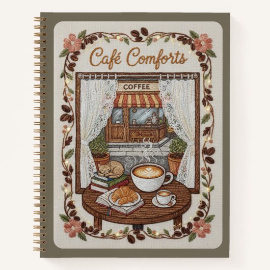 Café Comforts Embroidered Coffee Shop & Book  Notitieboek (Voorkant)