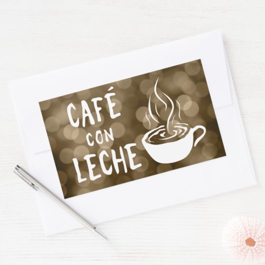 café con leche bokeh rechthoekige sticker (Envelop)