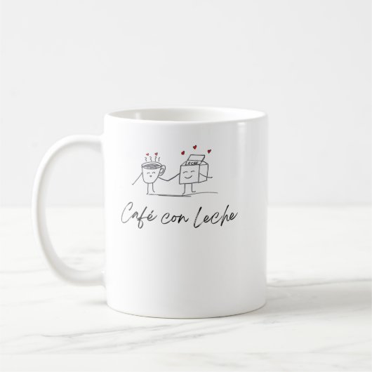 Cafe Con Leche Coffee met melk T-Shirt Koffiemok (Links)