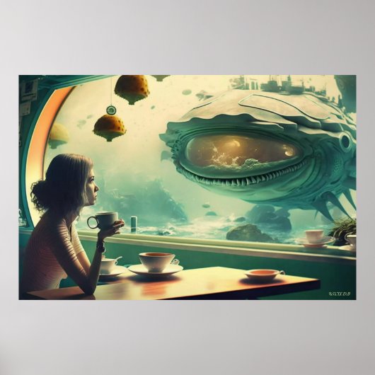 Cafe Corona (met tekentafel Logo) Poster (Voorkant)