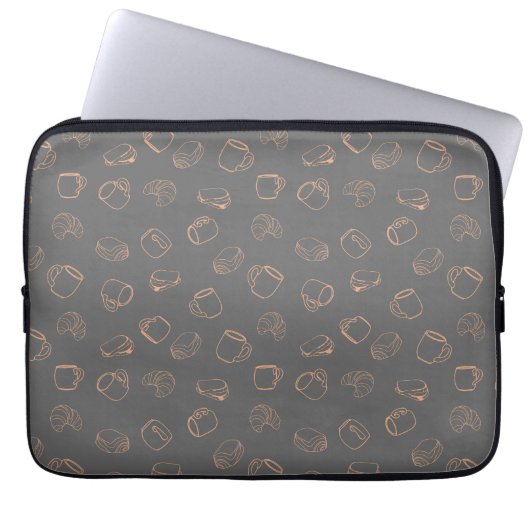 Café Croissants Laptop Sleeve (Voorkant)