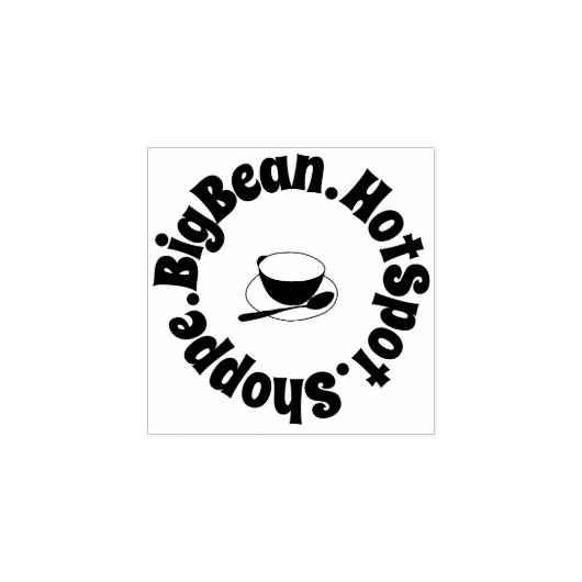 Cafe Cup & Lepel Grote Tekst Rubberstempel (Afrduk)