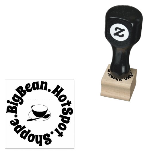 Cafe Cup & Lepel Grote Tekst Rubberstempel (Gestempeld)