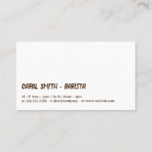 Cafe Cup Logo | koffiebonen spatten Visitekaartje (Achterkant)