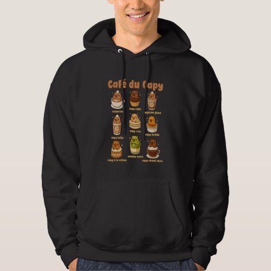 Café de Capybara Cute Capybara Coffee Pun Kawaii D Hoodie (Voorkant)
