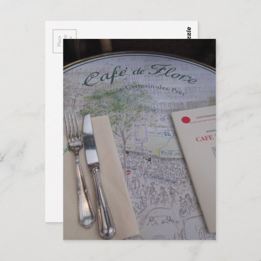 Cafe de Flore, Parijs, Frankrijk - Plaatsing, Menu (Voorkant / Achterkant)