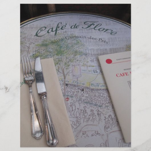 Cafe de Flore, Parijs, Frankrijk - Plaatsing, Menu (Voorkant)