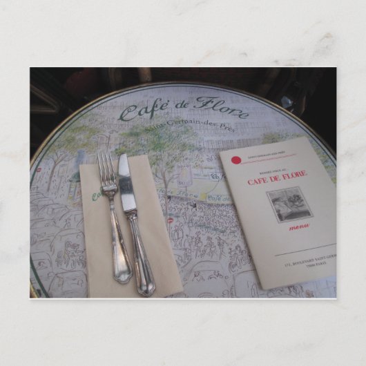 Cafe de Flore, Parijs, Frankrijk - Plaatsing, Menu (Voorkant)