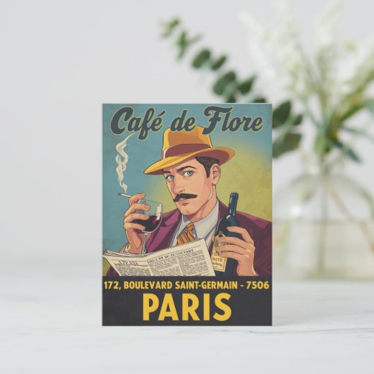Café de Flore: Parijse elegantie Briefkaart (Staand voorkant)