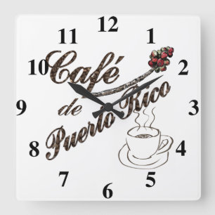 Cafe de Puerto Rico Wall Clock Vierkante Klok