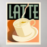 Cafe Deco Latte Poster<br><div class="desc">Een stijlvol collectie van koffiebont met een kunstdecothema. In het dagenkunstdeco beïnvloedde alles van architectuur tot films,  maar het ziet er vandaag nog steeds zo goed uit als toen.</div>