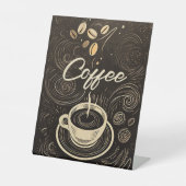 Café Elegance: Company Coffee Hot Sign Reclamebord Met Voetstuk (Voorkant)