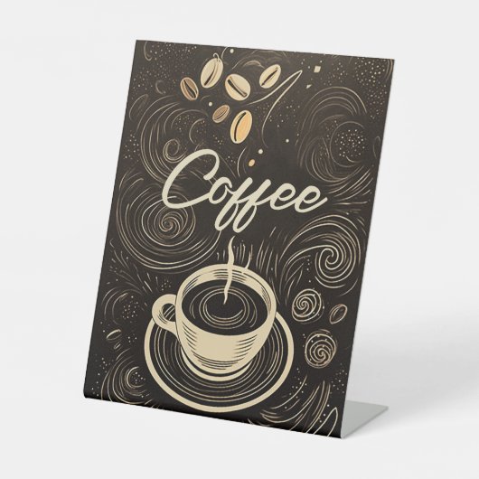 Café Elegance: Company Coffee Hot Sign Reclamebord Met Voetstuk (Voorkant)