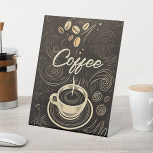 Café Elegance: Company Coffee Hot Sign Reclamebord Met Voetstuk