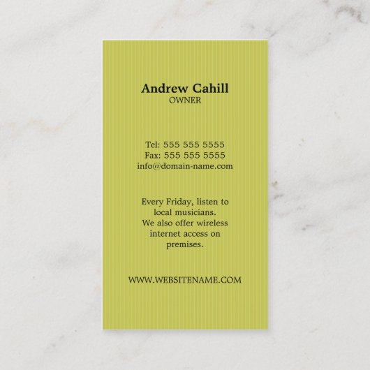 Cafe en Coffee House Visitekaartje (Achterkant)