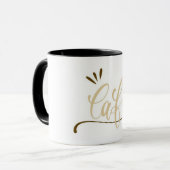Cafe Gold Script Black Mug  Mok (Voorkant links)