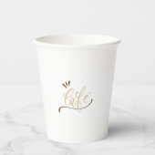 Cafe Gold Script Black Mug  Papieren Bekers (Voorkant)