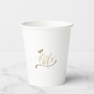 Cafe Gold Script Black Mug  Papieren Bekers