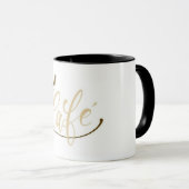 Cafe Gold Script Zwarte Mok  (Voorkant rechts)