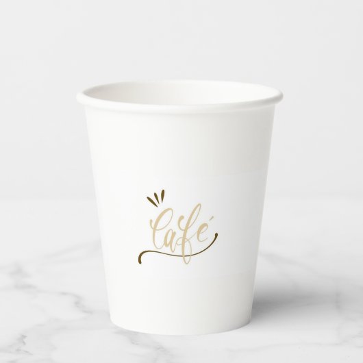 Cafe Gold Script Zwarte Mok Papieren Bekers (Voorkant)