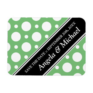 Cafe Green Assorted Polka Dots Save the Date Magneet