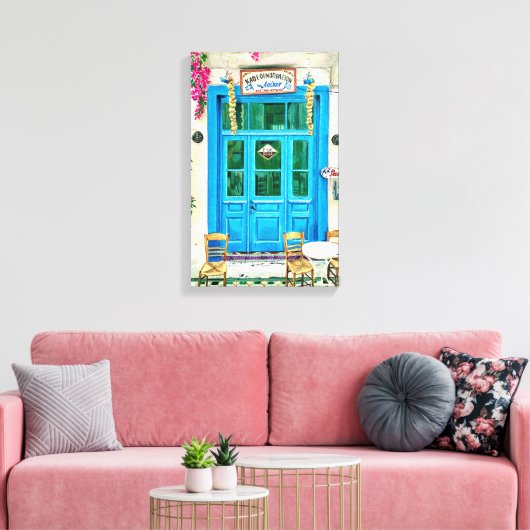 Cafe Hand-getrokken potlood krijt Art Canvas Print (Insitu (Woonkamer))