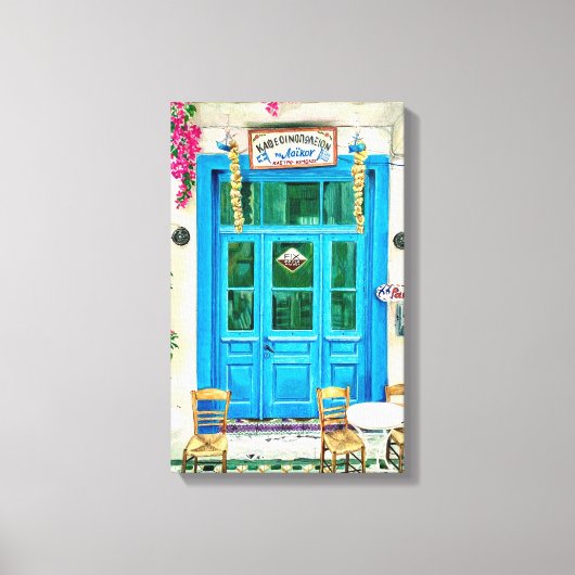 Cafe Hand-getrokken potlood krijt Art Canvas Print (Voorkant)