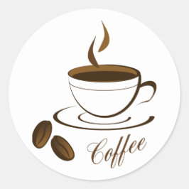 Café Hete Koffie Mok Ronde Sticker
