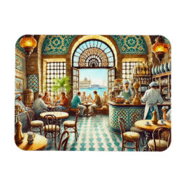 Café in Alexandrië Egypte Waterverf Schilderij Magneet