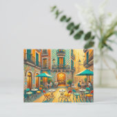 Café in Barcelona Spanje Briefkaart (Staand voorkant)