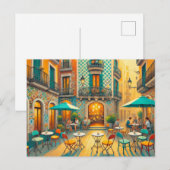 Café in Barcelona Spanje Briefkaart (Voorkant / Achterkant)