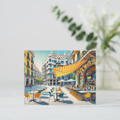 Café in Barcelona Spanje Briefkaart (Staand voorkant)