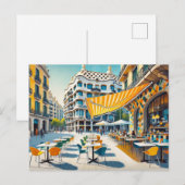 Café in Barcelona Spanje Briefkaart (Voorkant / Achterkant)
