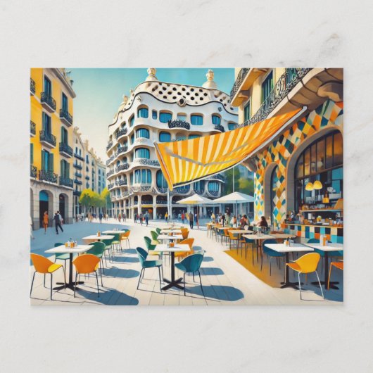 Café in Barcelona Spanje Briefkaart (Voorkant)