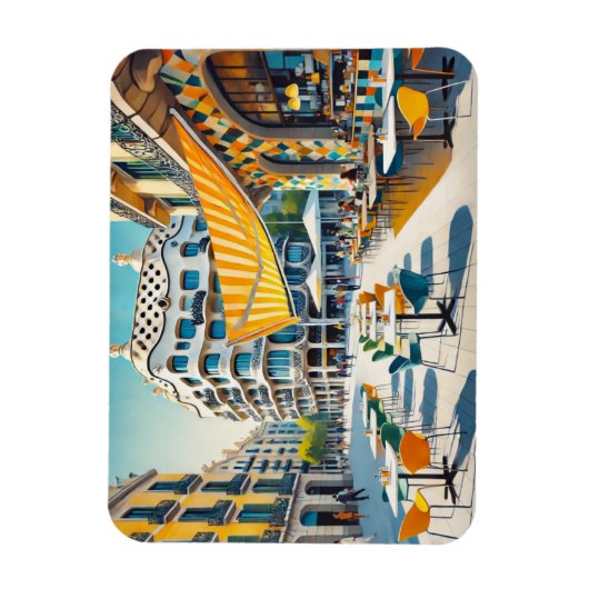 Café in Barcelona Spanje Magneet (Verticaal)