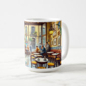 Café in Barcelona Spanje Waterverf Schilderen Koffiemok (Voorkant rechts)