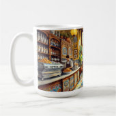 Café in Barcelona Spanje Waterverf Schilderen Koffiemok (Links)