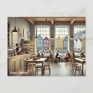 Café in Bergen Noorwegen Briefkaart