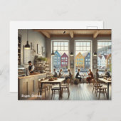 Café in Bergen Noorwegen Briefkaart (Voorkant / Achterkant)