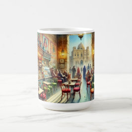 Café in Caïro Egypte Waterverf schilderij Koffiemok