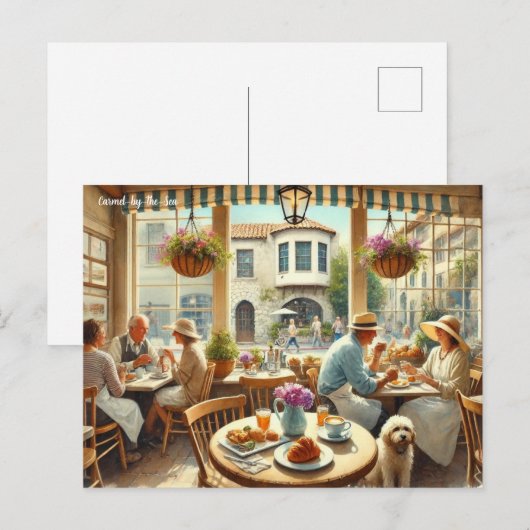 Café in Carmel bij het Zee Briefkaart (Voorkant / Achterkant)