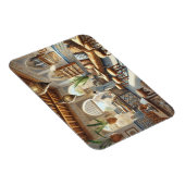 Café in Casablanca Marokko Waterverf Schilderen Magneet (Rechterzijde)