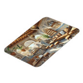 Café in Casablanca Marokko Waterverf Schilderen Magneet (Linkerzijde)