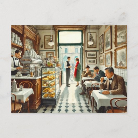 Café in de Mok van Rome Briefkaart (Voorkant)