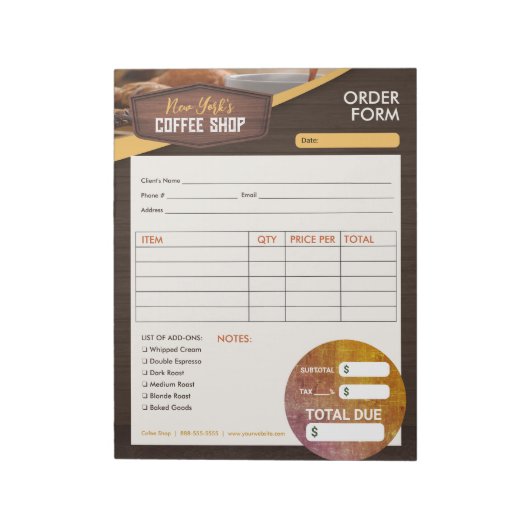 café in een koffiebar | Factuurformulier voor serv Notitieblok (Linkerzijde)