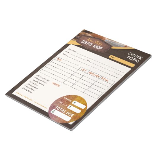 café in een koffiebar | Factuurformulier voor serv Notitieblok (Schuin)