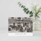Café in France sepia briefkaart (Staand voorkant)