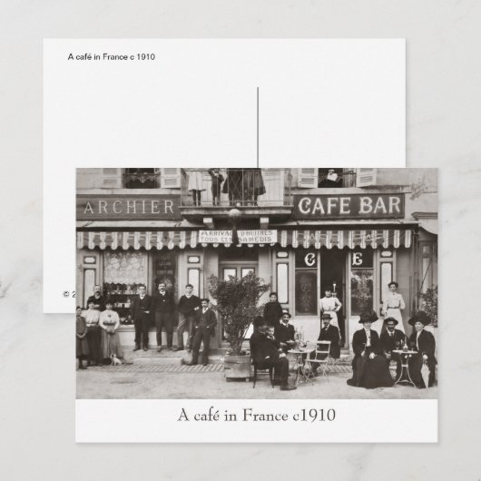 Café in France sepia briefkaart (Voorkant / Achterkant)