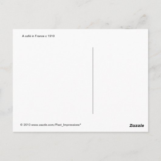 Café in France sepia briefkaart (Achterkant)