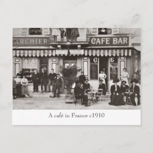 Café in France sepia briefkaart
